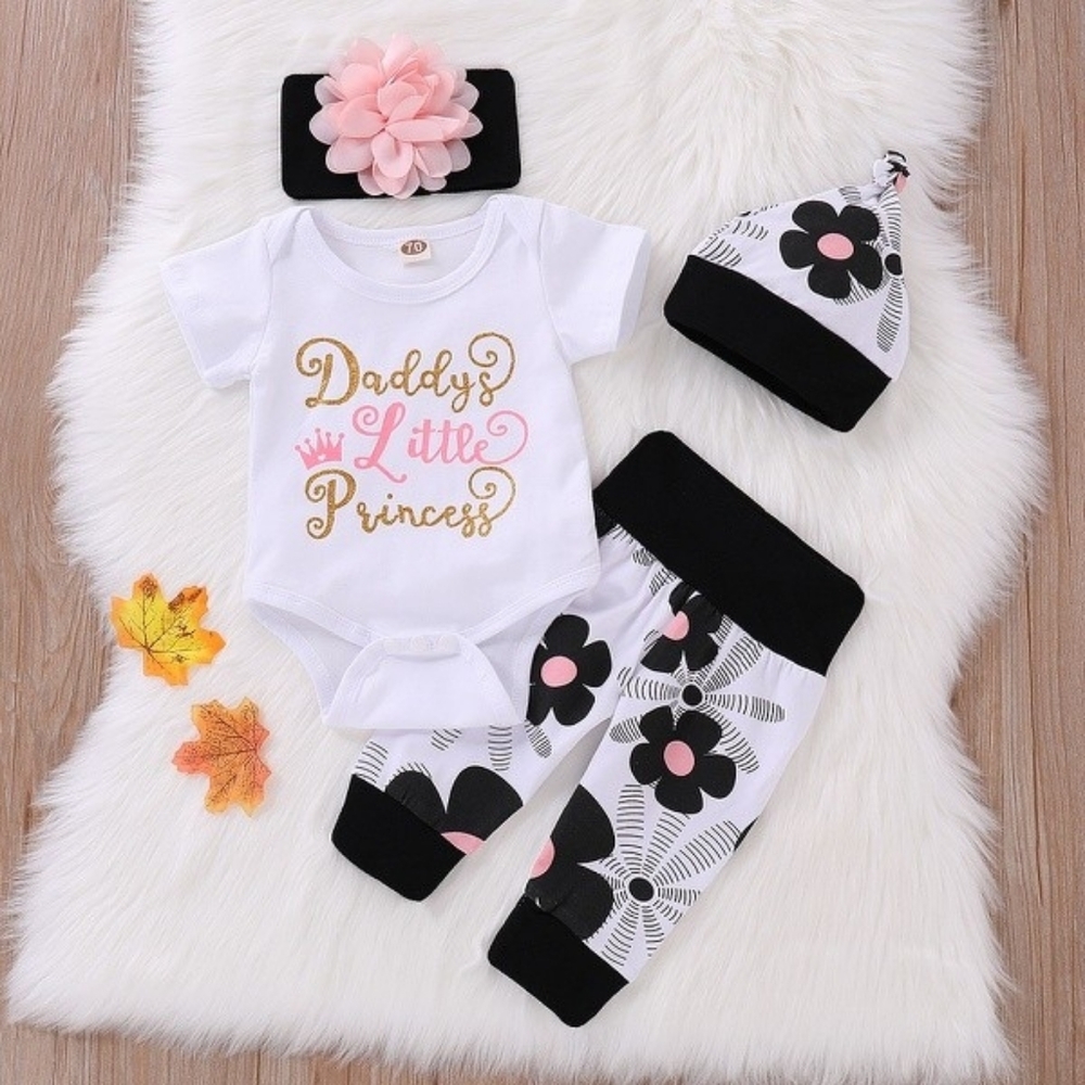 4 piece baby floral print outfit 0 to 3